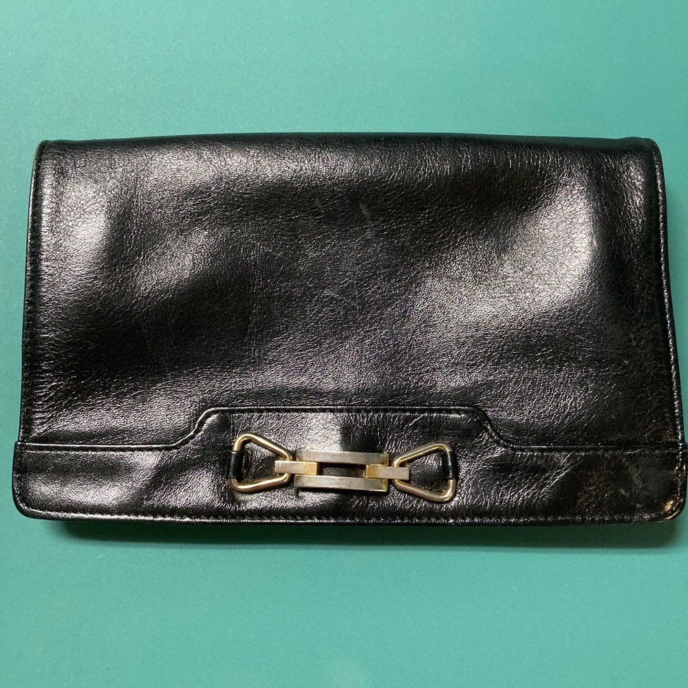 Vintage Black Leather Clutch